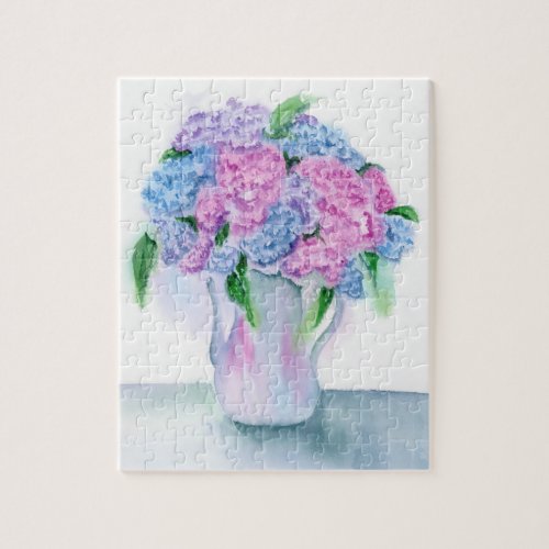 Watercolor Dreamy Hydrangeas  Jigsaw Puzzle