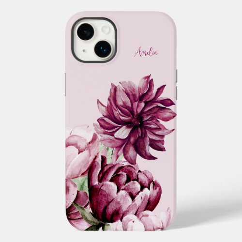 Watercolor Dreamy Peonies Pale Pink Personalized Case_Mate iPhone 14 Plus Case