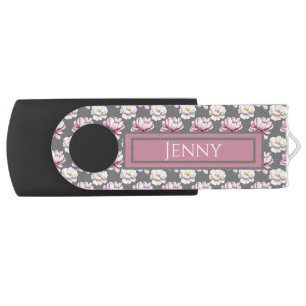 Watercolor Dreamy Peonies Pattern Personalized Flash Drive