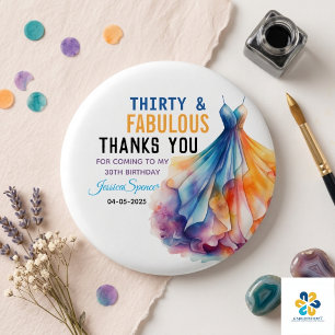 Watercolor Dress 30th Birthday Elegant & Feminine  Button