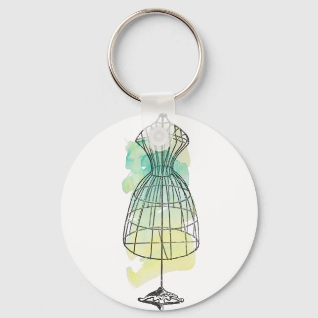 Watercolor Dress Form Keychain (Front)