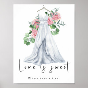Watercolor dress with flowers - love is sweet poster