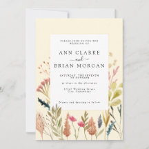 Watercolor dried boho grass & wild floral wedding 