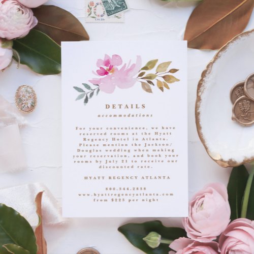Watercolor Dried Florals Art Wedding Details Enclosure Card