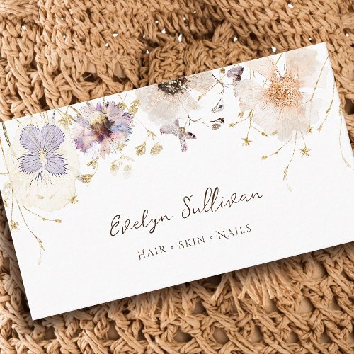 Watercolor dried flowers business card