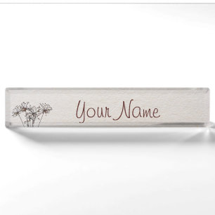 Watercolor Dried Flowers Nameplate
