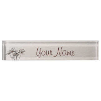 Watercolor Dried Flowers Nameplate