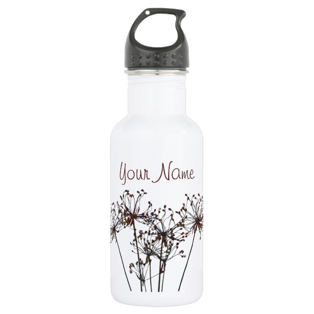 Watercolor Dried Flowers Water Bottle (Front)