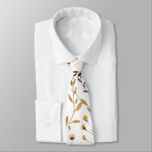 Watercolor dried foliage neck tie
