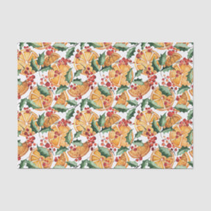 Watercolor Dried Oranges and Berries Christmas  Tissue Paper