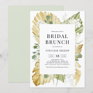 Watercolor Dried Palm Leaves Summer Bridal Brunch Invitation