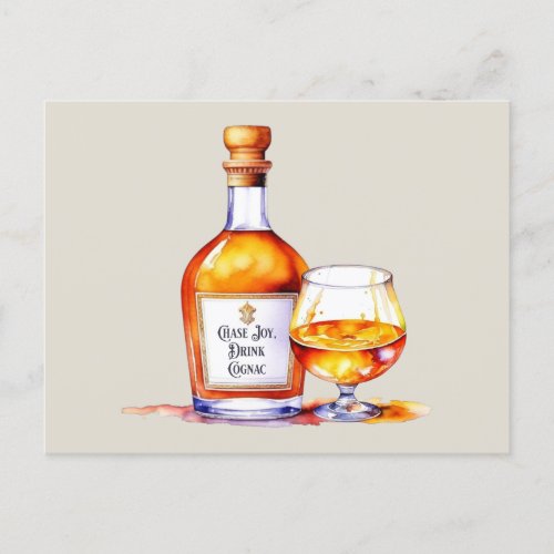 Watercolor Drink Cognac Postcard