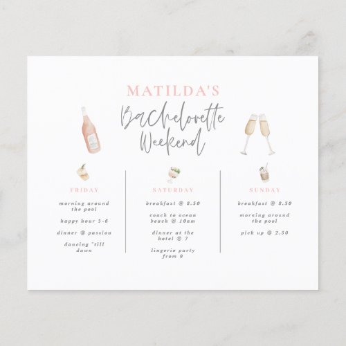 watercolor drink pink girly bachelorette itinerary