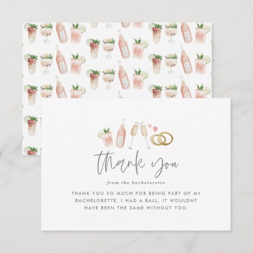 Watercolor drinks bachelorette champagne thank you