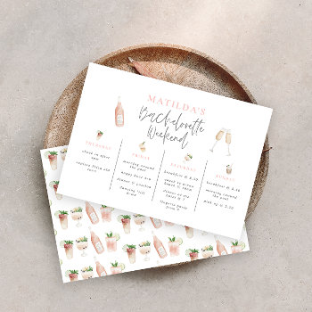 Watercolor Drinks Bachelorette Weekend Itinerary by paper_petal at Zazzle