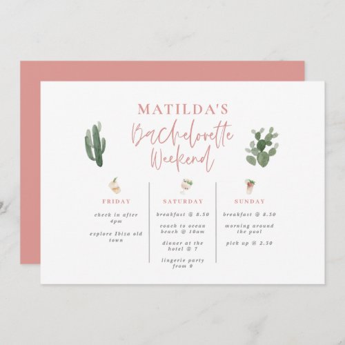 Watercolor drinks bachelorette weekend itinerary