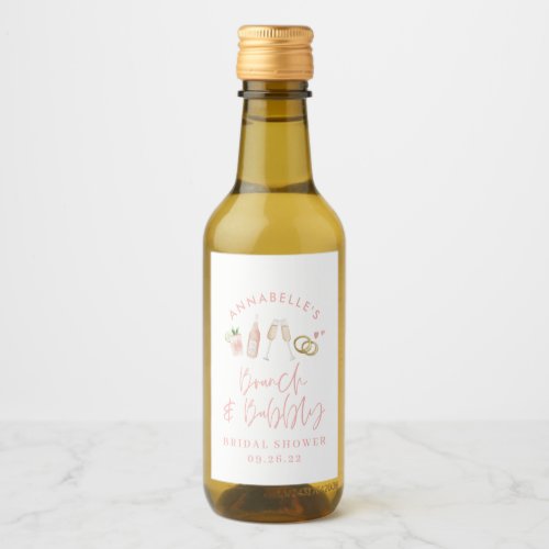 Watercolor drinks brunch and bubbly bridal shower wine label