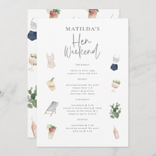 Watercolor drinks Hen weekend itinerary