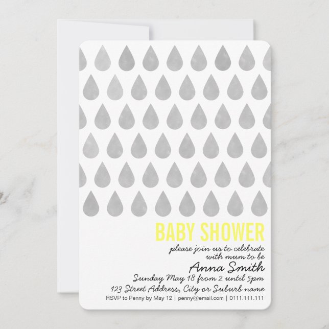 Watercolor Droplets Baby Shower Invitation (Front)