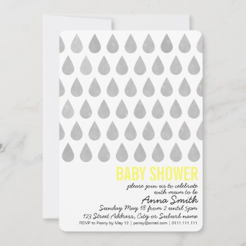 Watercolor Droplets Baby Shower Invitation