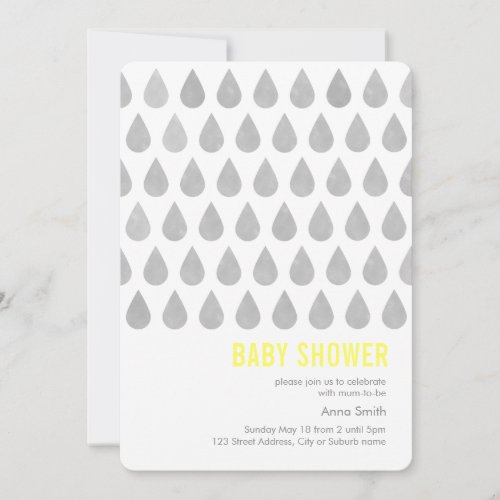 Watercolor Droplets Baby Shower Invitation