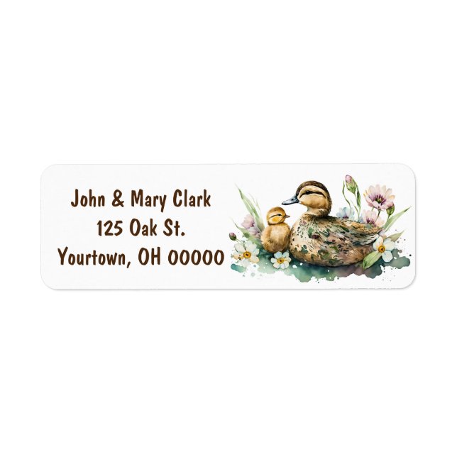 Watercolor Duck and Duckling Label (Front)