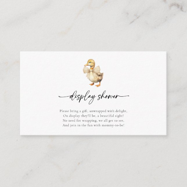 Watercolor Duck Baby Shower Display Shower Enclosure Card (Front)