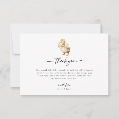 Watercolor Duck Baby Shower Thank You Card