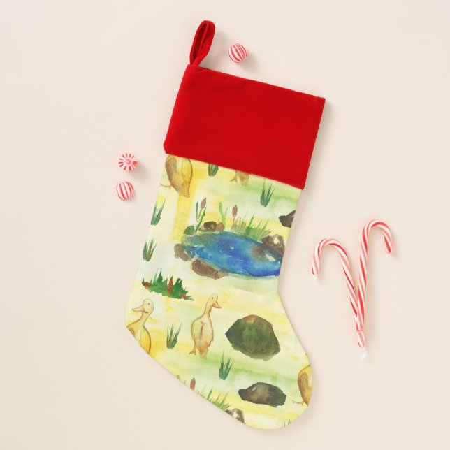 Watercolor duck christmas stocking (Front)