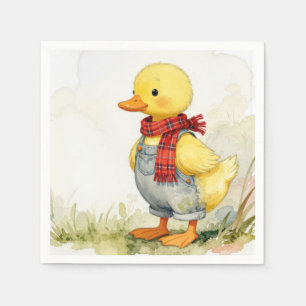 Watercolor Duck In Overalls Napkins