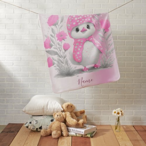 Watercolor Duck Pink Floral Baby  Blanket