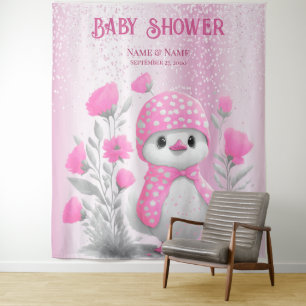 Watercolor Duck Pink Floral Backdrop