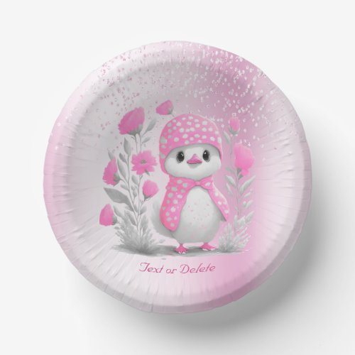 Watercolor Duck Pink Floral Paper Bowl