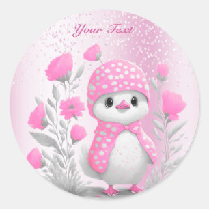 Watercolor Duck Pink Floral Sticker