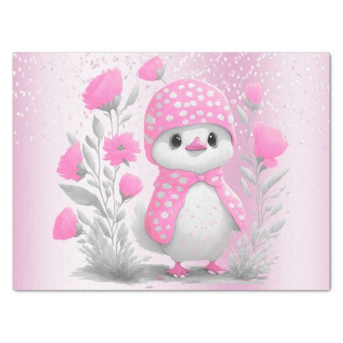 Watercolor Duck Pink Floral Tissue Paper