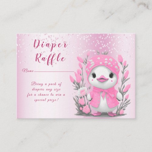Watercolor Duck Pink Flowers Baby Shower Enclosure Card
