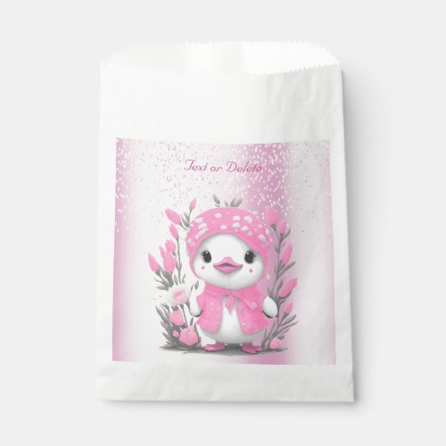 Watercolor Duck Pink Flowers Favor Bag