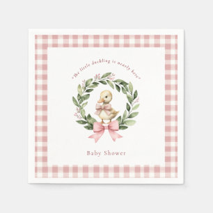 Watercolor Duck Wreath Baby Shower Pink Napkins