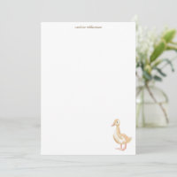 Watercolor Duckling Duck Personalized Stationery