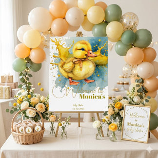 Watercolor Duckling Splash Gender Neutral Foam Board