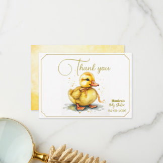 Watercolor Duckling Splash Gender Neutral Thank You Card