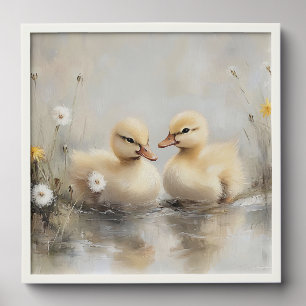 Watercolor Ducklings Dandelion Flowers Peel And Stick Photo Tile