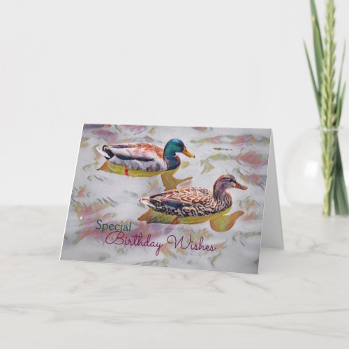 Watercolor Ducks Birthday Card