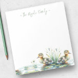 Watercolor Ducks Personalized Stationery Notepad<br><div class="desc">Cute and charming,  this personalized stationery features your family name or monogram in sage green hand lettered script typography with with a bottom boarder of watercolor ducklings. Perfect for your spring and summer notes. To see more office home living designs and duck gifts like this visit www.zazzle.com/dotellabelle</div>