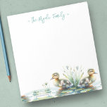 Watercolor Ducks Personalized Stationery Notepad<br><div class="desc">Cute and charming,  this personalized stationery features your family name or monogram in blue lettered script typography with with a bottom boarder of watercolor ducklings. Perfect for your spring and summer notes. To see more office home living designs and duck gifts like this visit www.zazzle.com/dotellabelle</div>