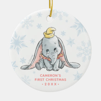 Watercolor Dumbo | Baby's First Christmas Ceramic Ornament