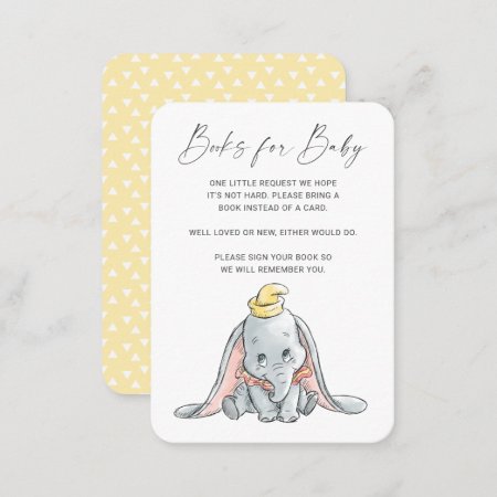 Watercolor Dumbo Books For Baby Insert Card
