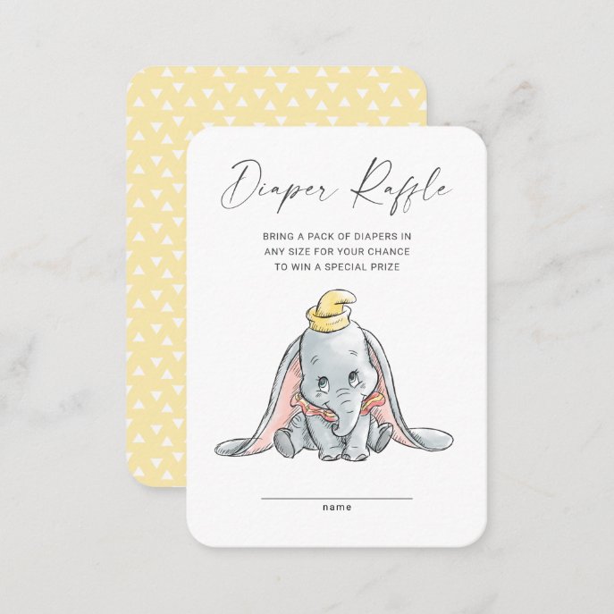 Watercolor Dumbo Diaper Raffle Insert Card