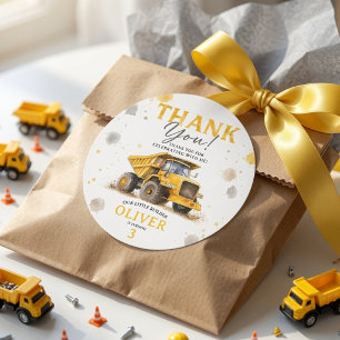 Watercolor Dump Truck Thank You Personalized Classic Round Sticker