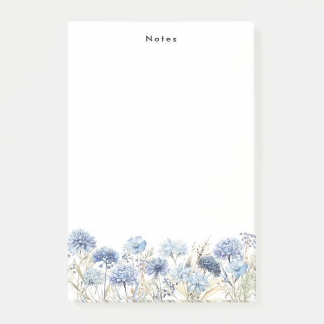 Watercolor Dust Blue Hydrangeas Personalized Post-it Notes (Front)